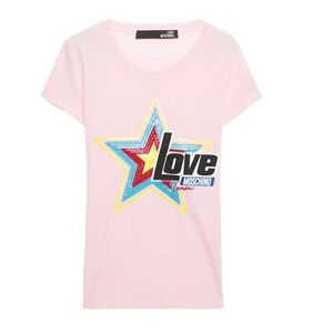 LOVE MOSCHINO Sequin Graphic Tee - Love - Sz 6 NWT